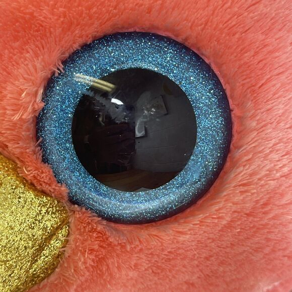 Ty Beanie Boo Gilda Pink Flamingo, Large Blue Eyes, TySilk Pink, 24"‎ Tall Baby - Picture 9 of 16